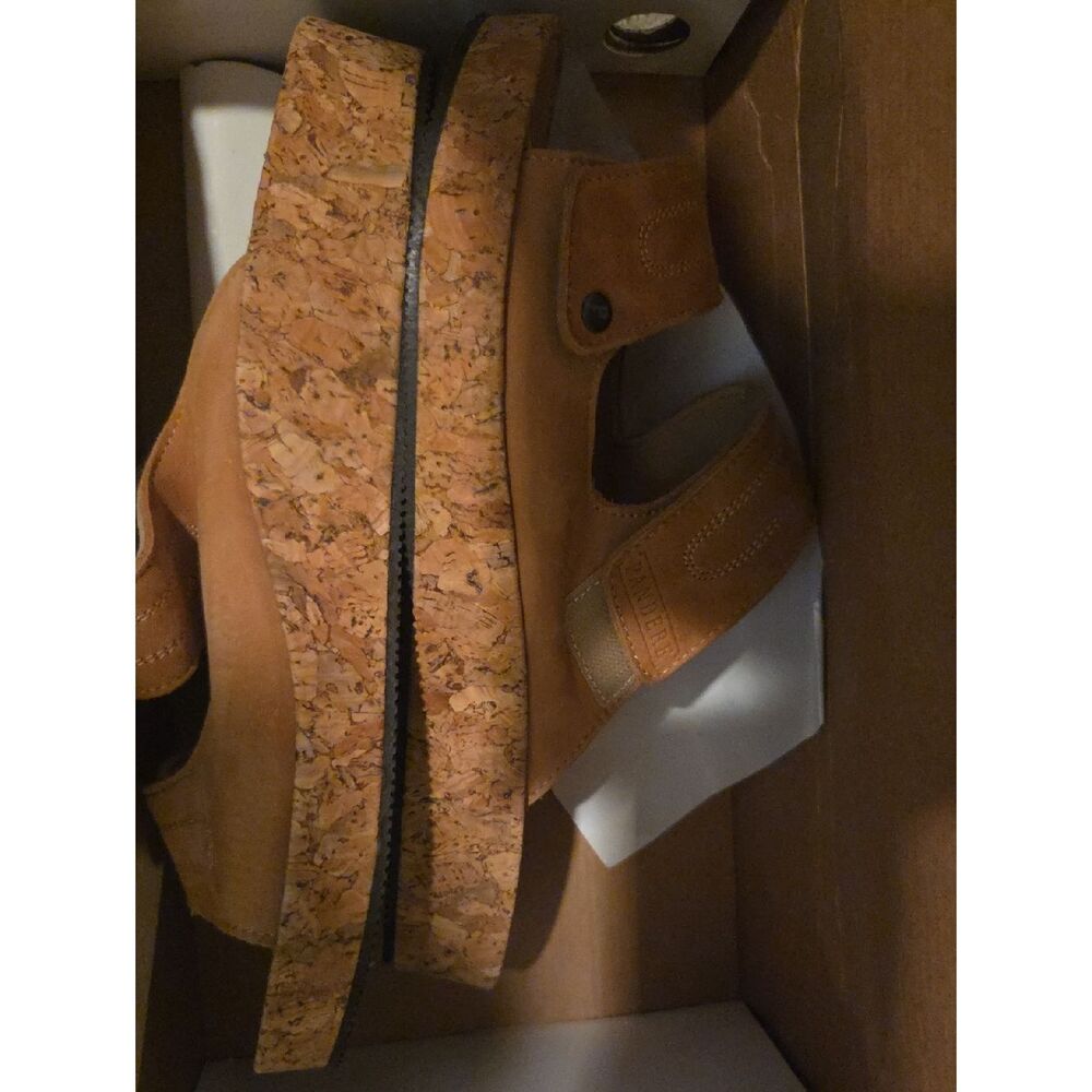 Tan Suede Conga Cork Slide Sandals - Picture 12 of 12